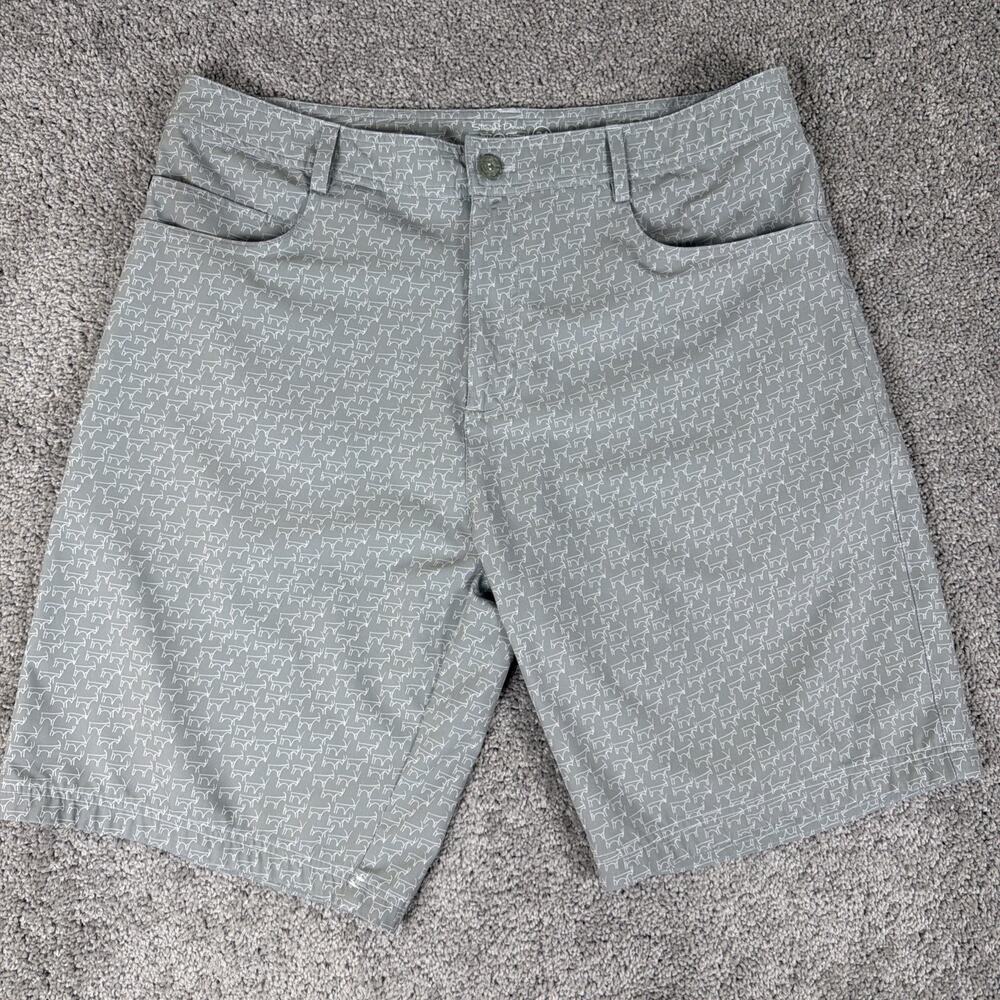 Straight Down Shorts Mens 34 Gray Goat AOP Print 9" Lightweight Golf Chino